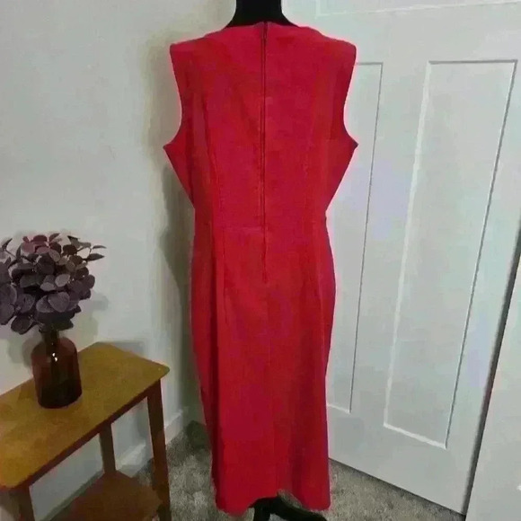 Tatyana Red Wiggle Bow Retro Vintage Pin Up Midi Dress - Plus Size 3XL - Picture 3 of 8